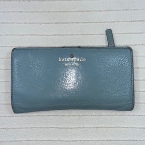 Authentic kate spade baby blue Leather wallet - long bi-fold